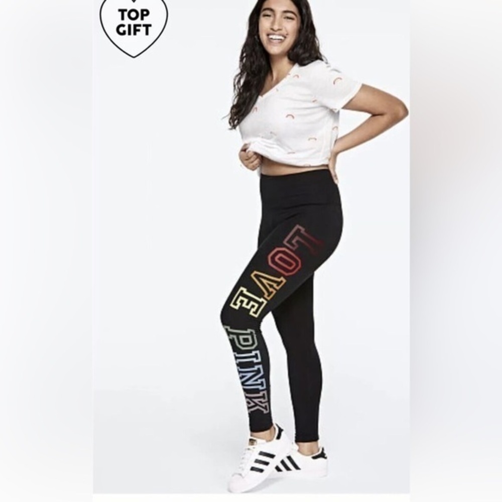 VS Victoria’s Secret Black Rainbow Pride Love Pink Leggings Women’s size Small